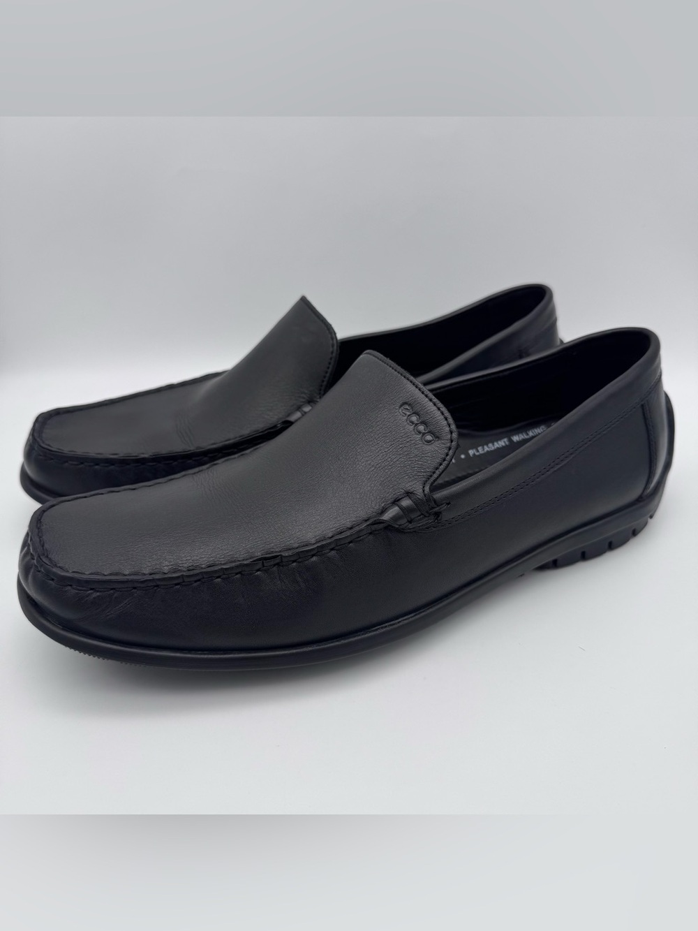 ECCO Classic Moc Loafers Black Leather Driving Shoes Men 43 US 9 9.5 Comfort